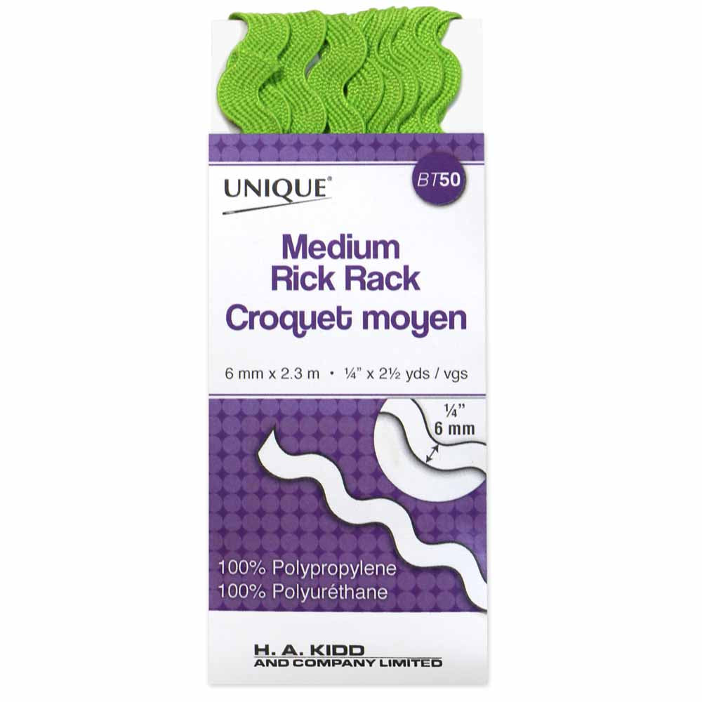 UNIQUE Medium Rick Rack 6 mm x 2.3 m – Leaf Green