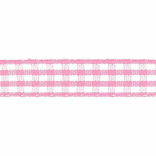 CREATIV DÉCOR Taffeta Check Ribbons 9mm x 22m - Baby Pink