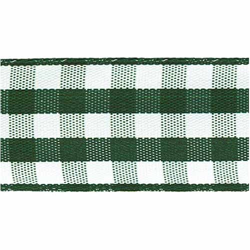 CREATIV DÉCOR Taffeta Check Ribbons 22mm x 22m - Green