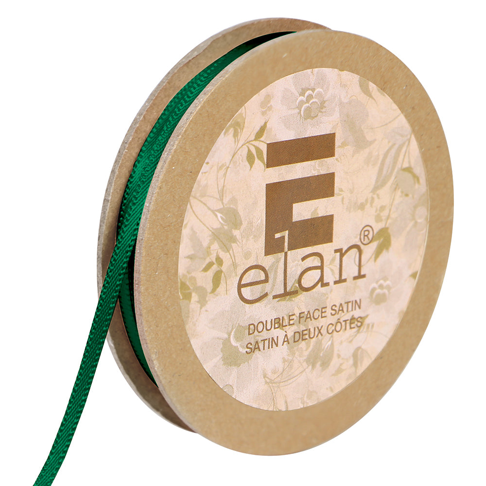 ELAN Double Face Satin Ribbon 3mm x 5m - Xmas Green