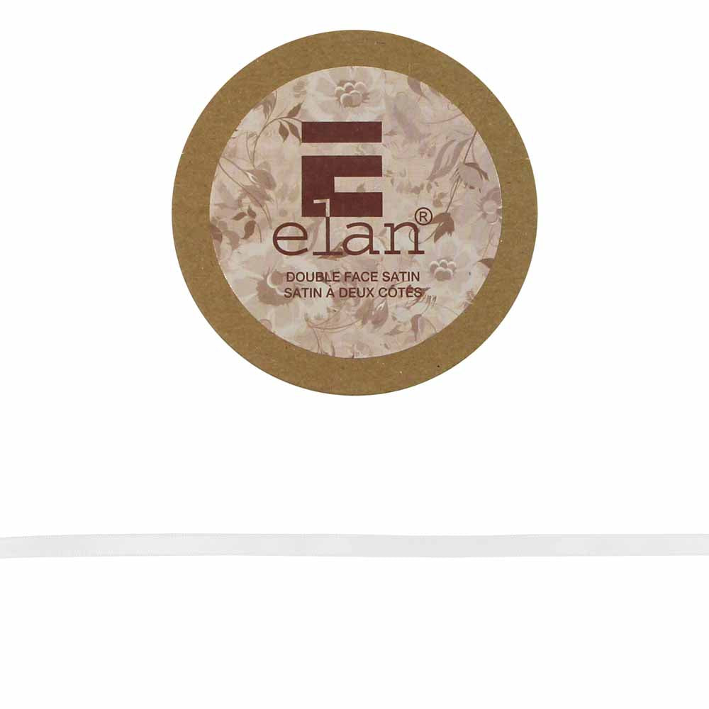 ELAN Double Face Satin Ribbon 6mm x 5m - White