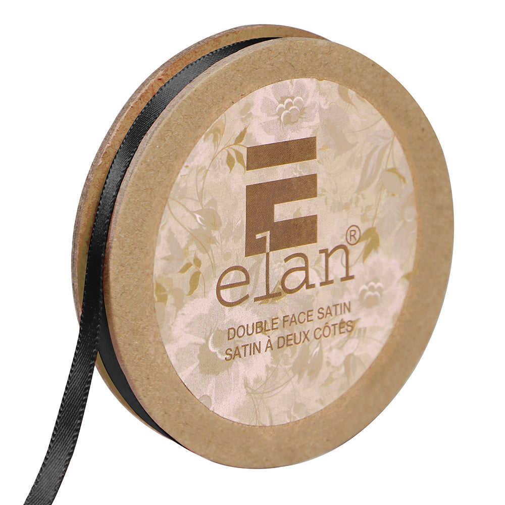 ELAN Double Face Satin Ribbon – 6 mm × 5 m – Black