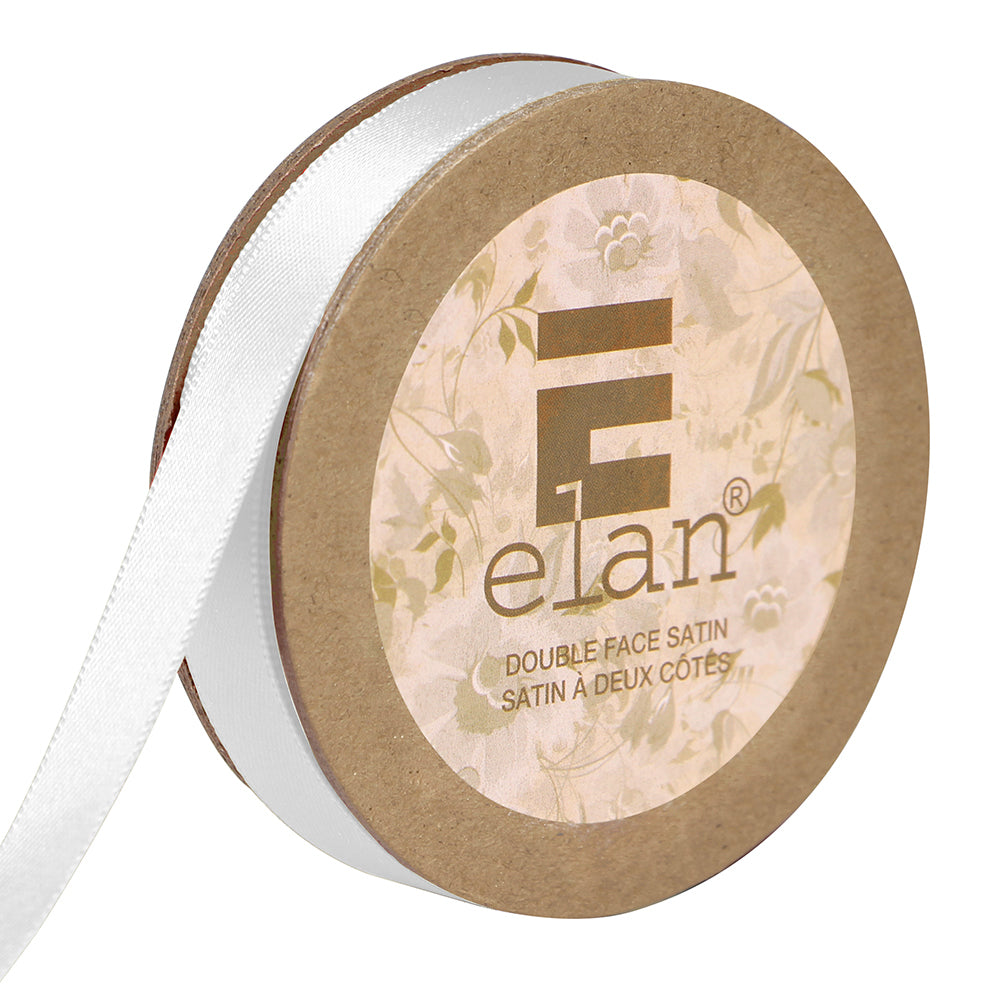 ELAN Double Face Satin Ribbon – 9 mm × 5 m – White
