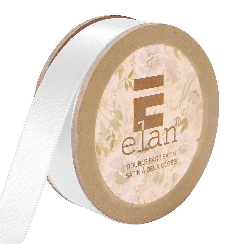 ELAN Double Face Satin Ribbon – 12 mm × 5 m – White