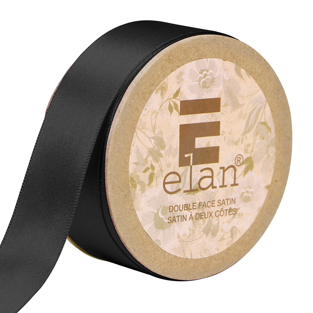 ELAN Double Face Satin Ribbon – 25 mm × 5 m – Black