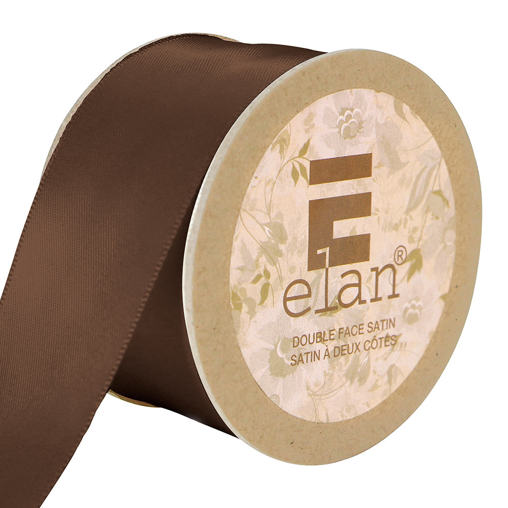 ELAN Double‑Face Satin Ribbon — 36 mm × 5 m — Medium Brown
