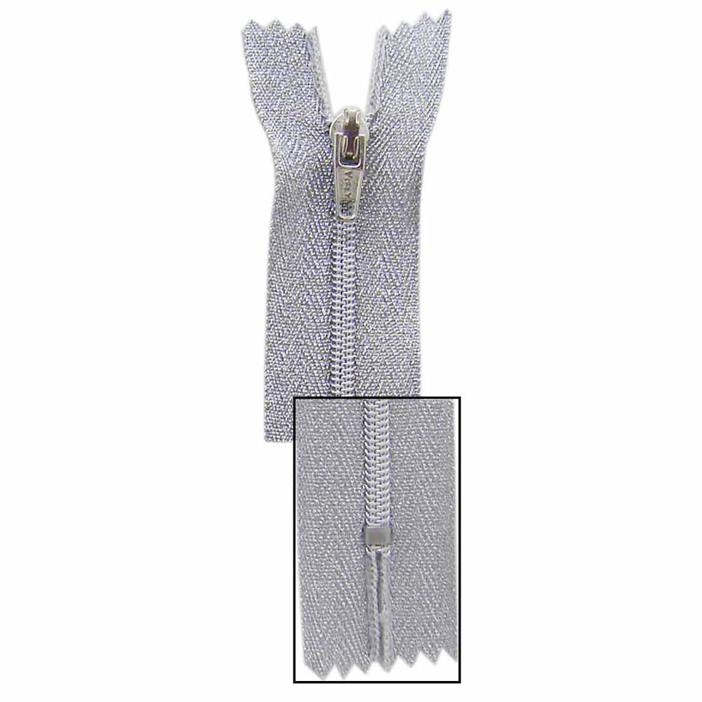 VIZZY Metallic Closed-End Zipper, #3 Nylon Coil, 18 cm (7 in), Metallic Silver