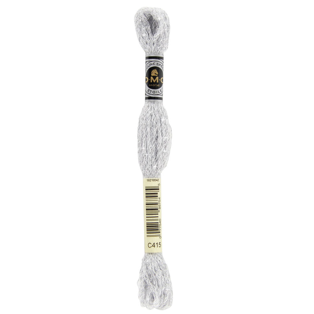 DMC Mouliné Étoile Shimmer Embroidery Floss, 8 m - C415 Pearl Gray