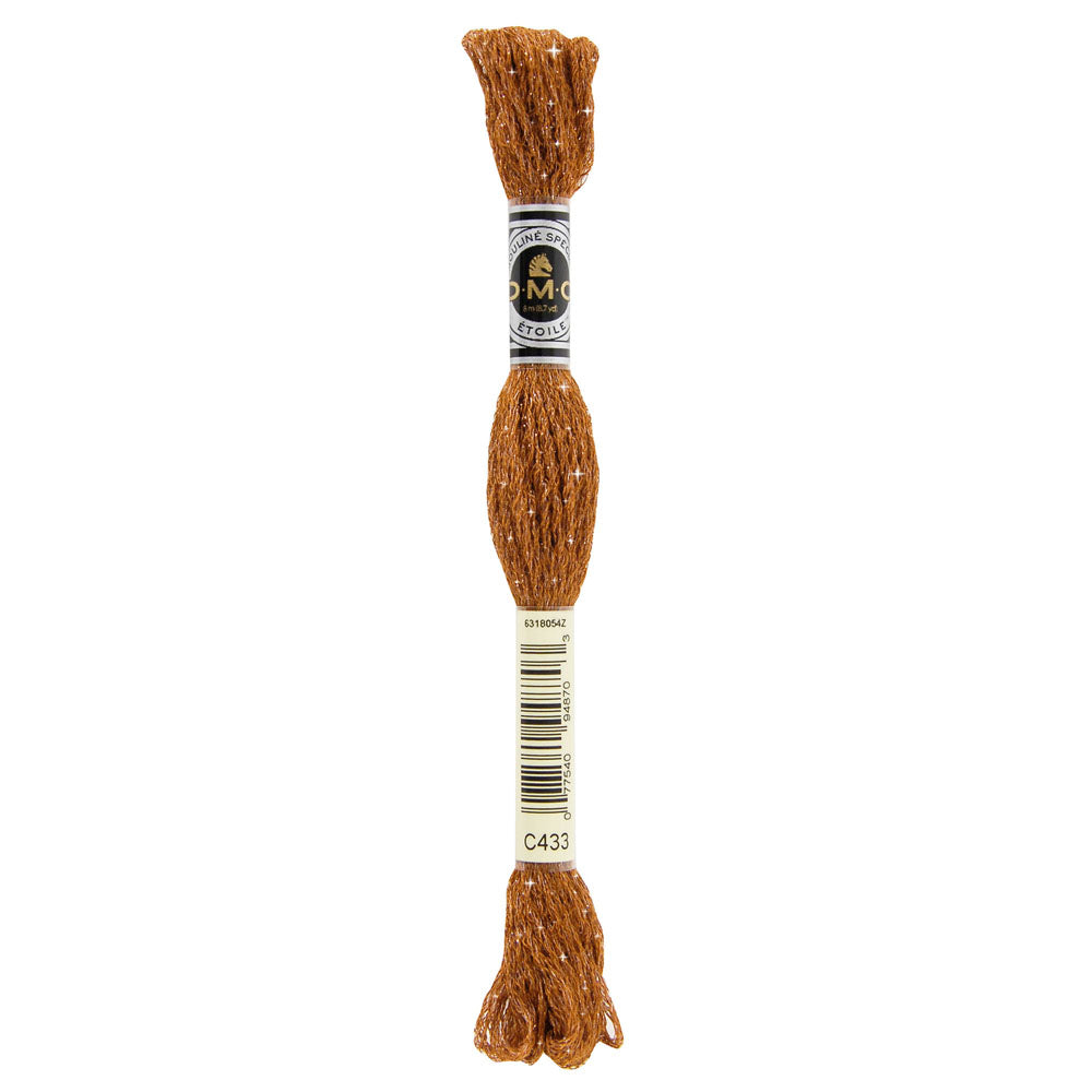 DMC Mouliné Étoile Shimmer Embroidery Floss, 8 m - C433 Medium Brown