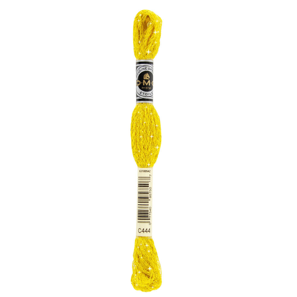 DMC Mouliné Étoile Shimmer Embroidery Floss, 8 m - C444 Dark Lemon