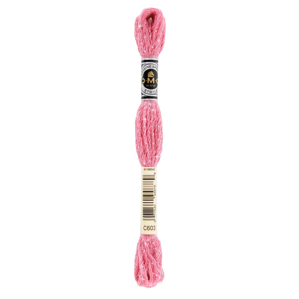 DMC Mouliné Étoile Shimmer Embroidery Floss, 8 m - C603 Cranberry