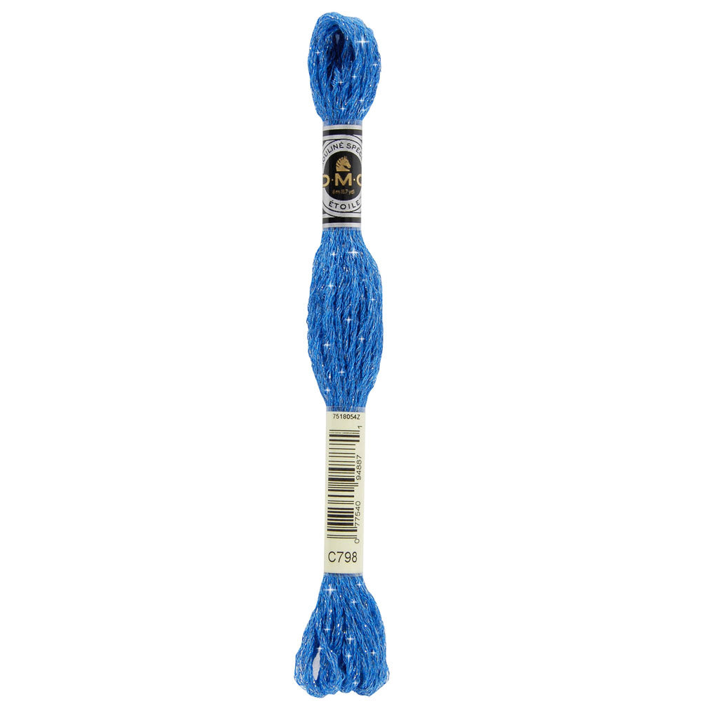 DMC Mouliné Étoile Shimmer Embroidery Floss, 8 m - C798 Dark Delft Blue