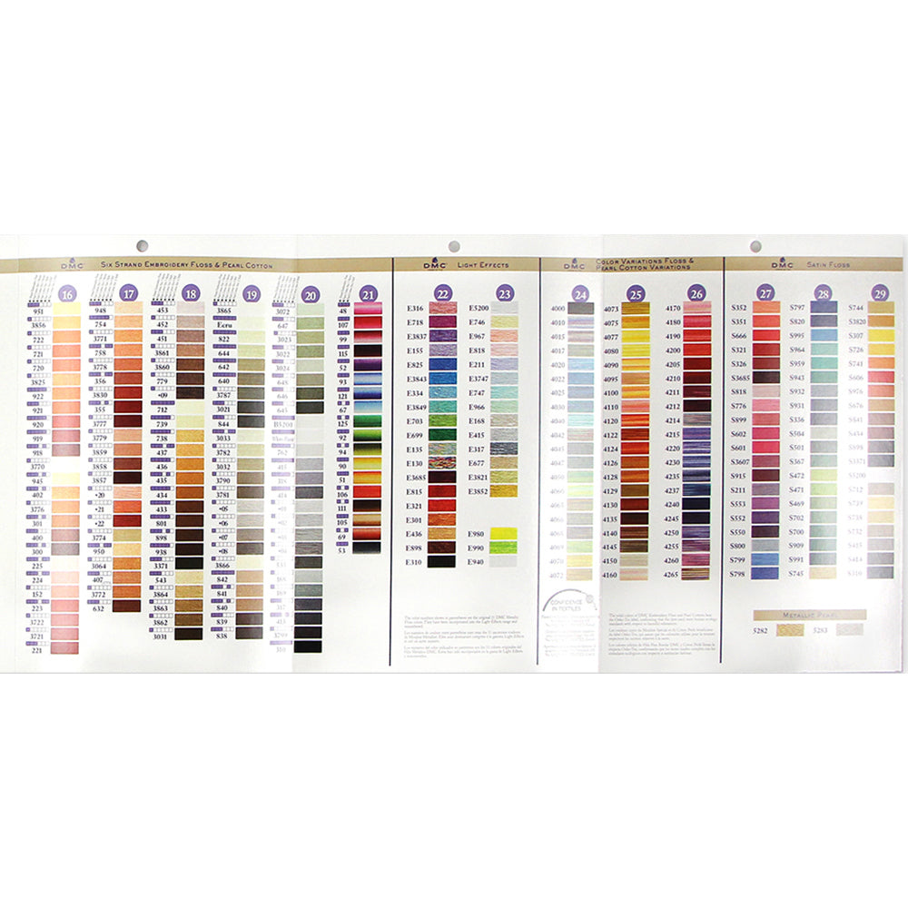 DMC Printed Colour Card For Mouliné Floss & Specialty Threads