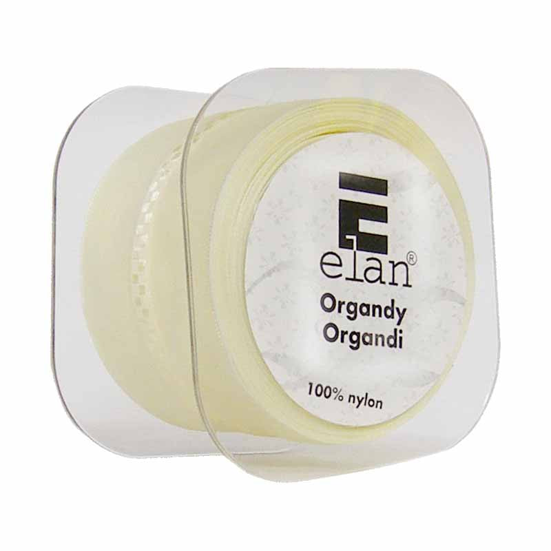 ELAN Organza Ribbon with Checkerboard Stripes 36mm x 5m - Cream