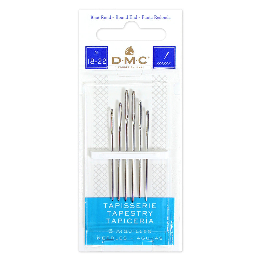 DMC Tapestry Needles, Size 18–22, 6 Pack, Nickel-Plated Steel