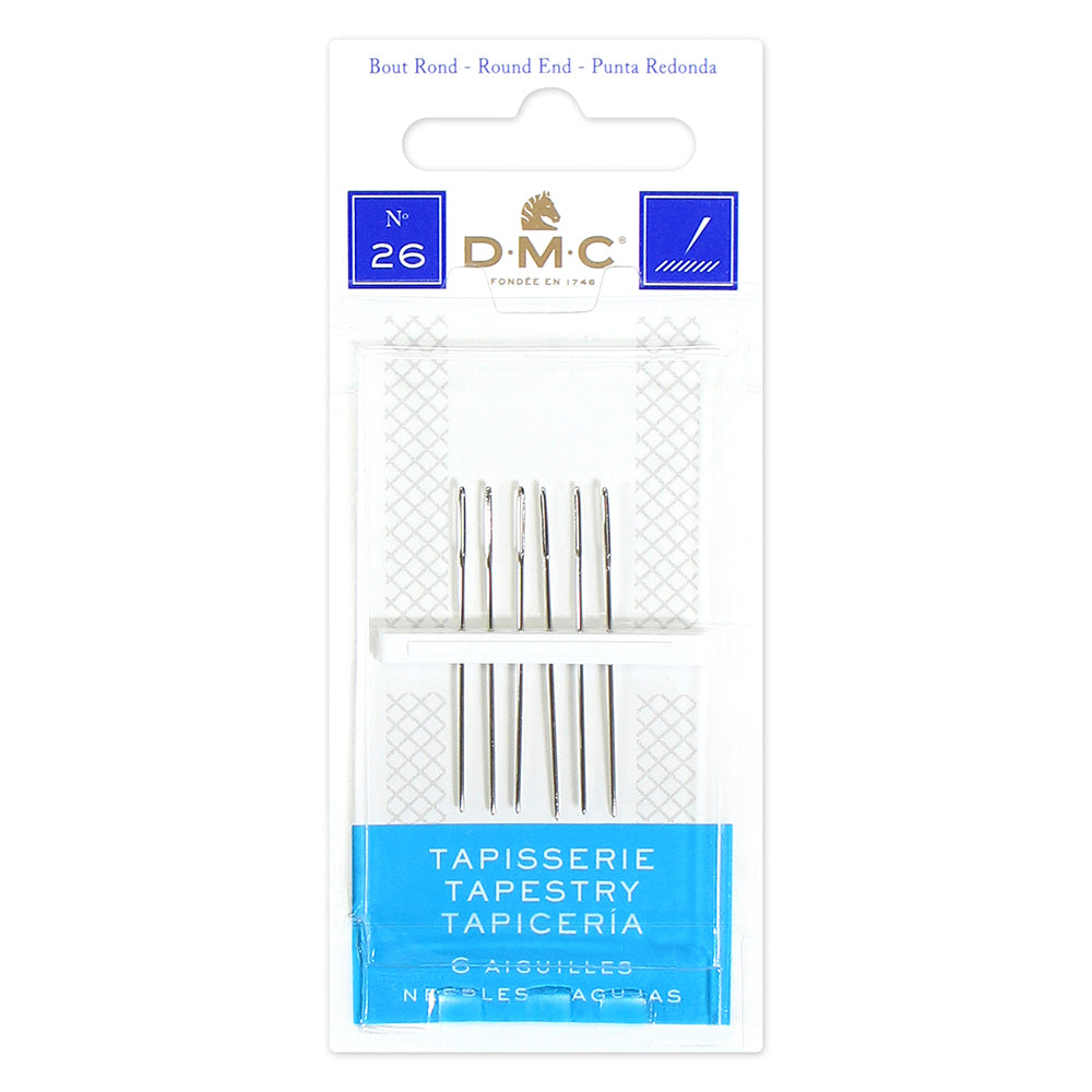 DMC Tapestry Needles Blunt Tip Size 26 Nickel-Plated Steel 6 Pack