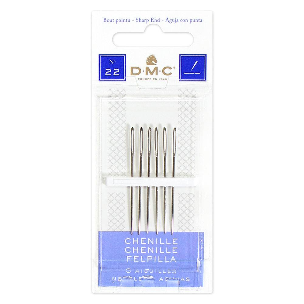 DMC Chenille Needles Sharp Point Size 22 Nickel-Plated Steel 6 Pack