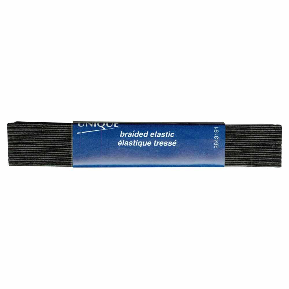 UNIQUE Braided Elastic – 19mm × 0.9m (3/4" × 0.98 yd) – Black