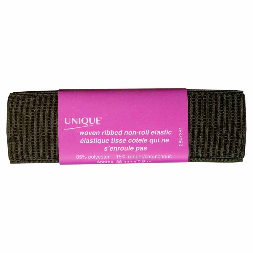 UNIQUE Woven Ribbed Elastic – 38mm x 0.9m – Black