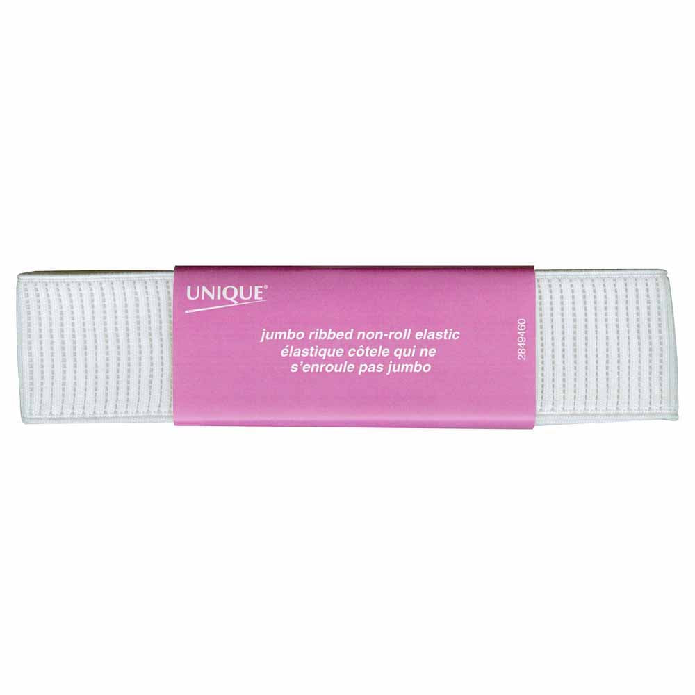 UNIQUE Jumbo Ribbed Elastic – 38mm x 1.2m – White