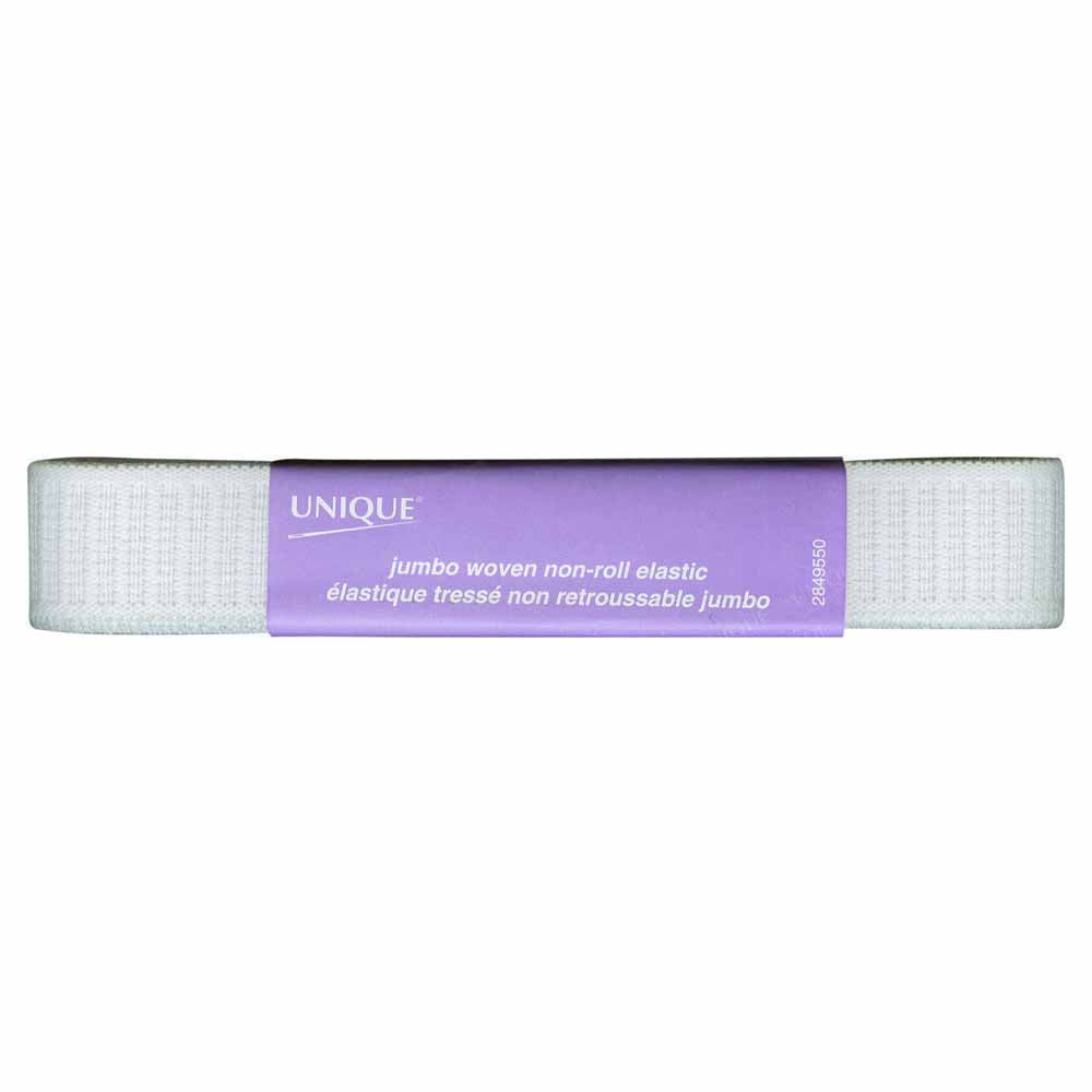 UNIQUE Jumbo Woven Non‑Roll Elastic – 25 mm × 2.00 m – White