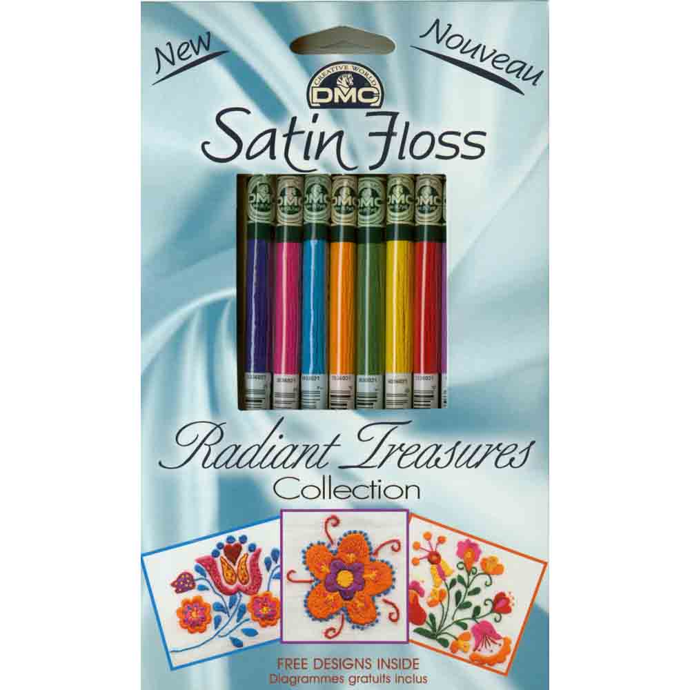 DMC Satin Floss 8-Skein Pack 8m (8.7 yd) Each - Radiant Treasures (Bright Assortment)