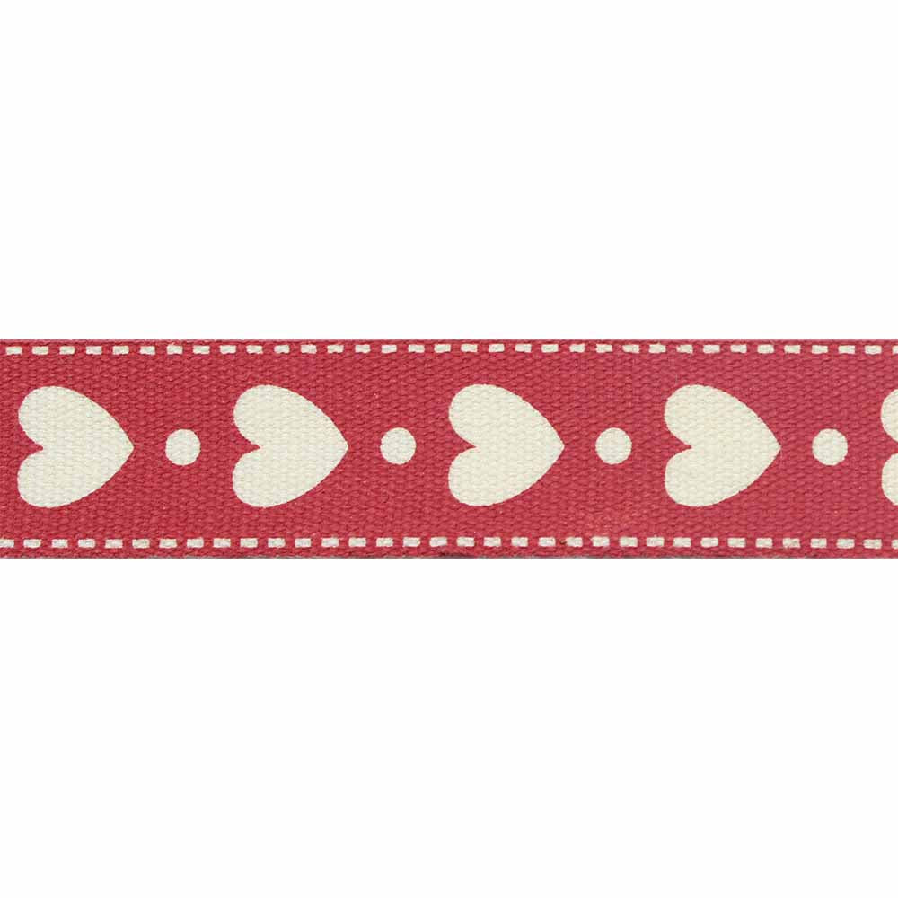 ELAN Cotton Trim 15mm x 5m - Red Hearts