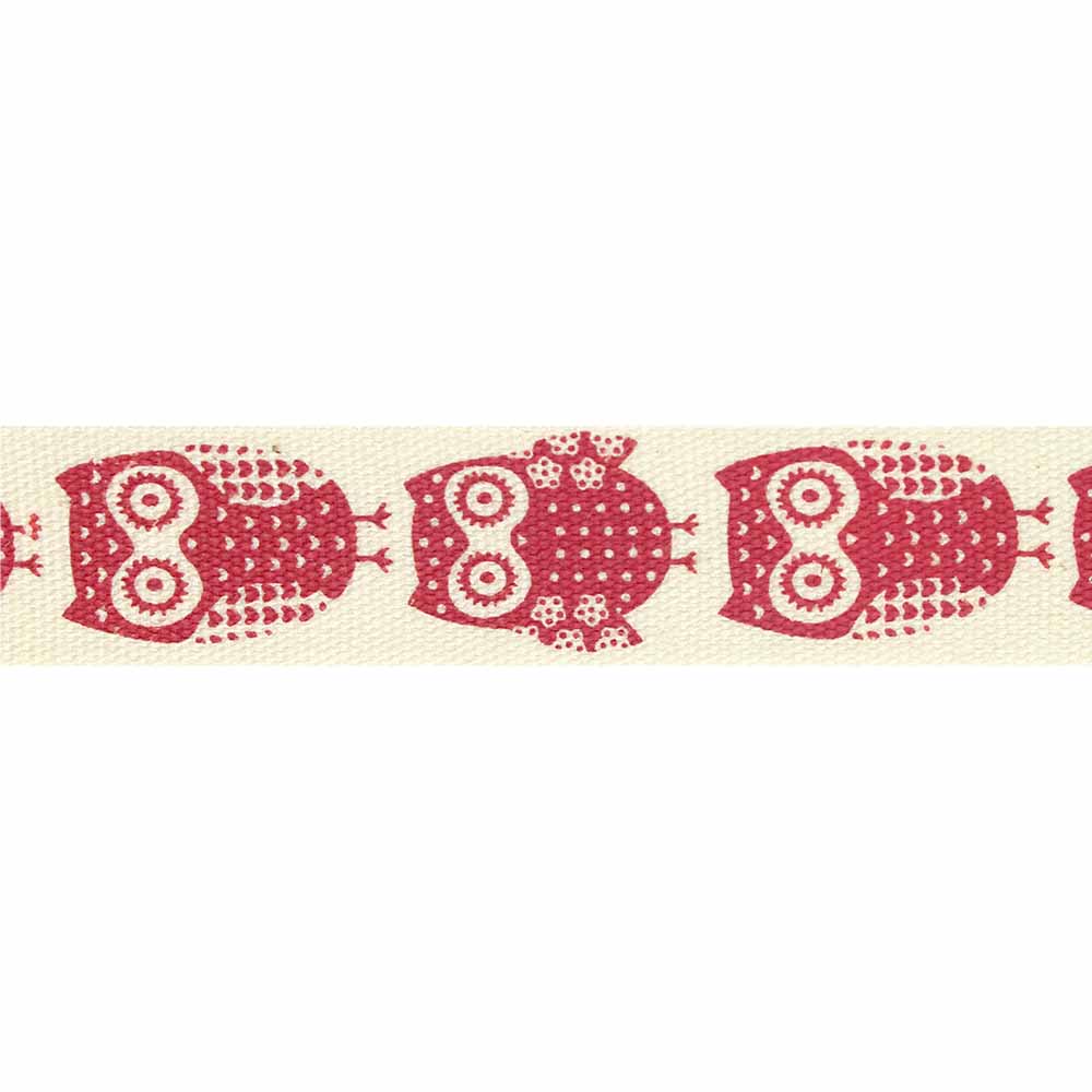 ELAN Cotton Trim 15mm x 5m – 15 mm × 5 m – Red Owls