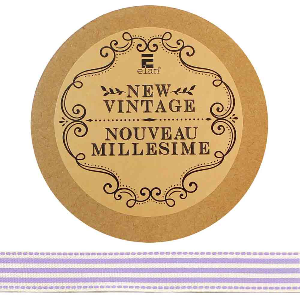 ELAN Cotton Ribbon - Stripes - 15mm x 5m ( 5/8" x 5 1/2") - Lavender
