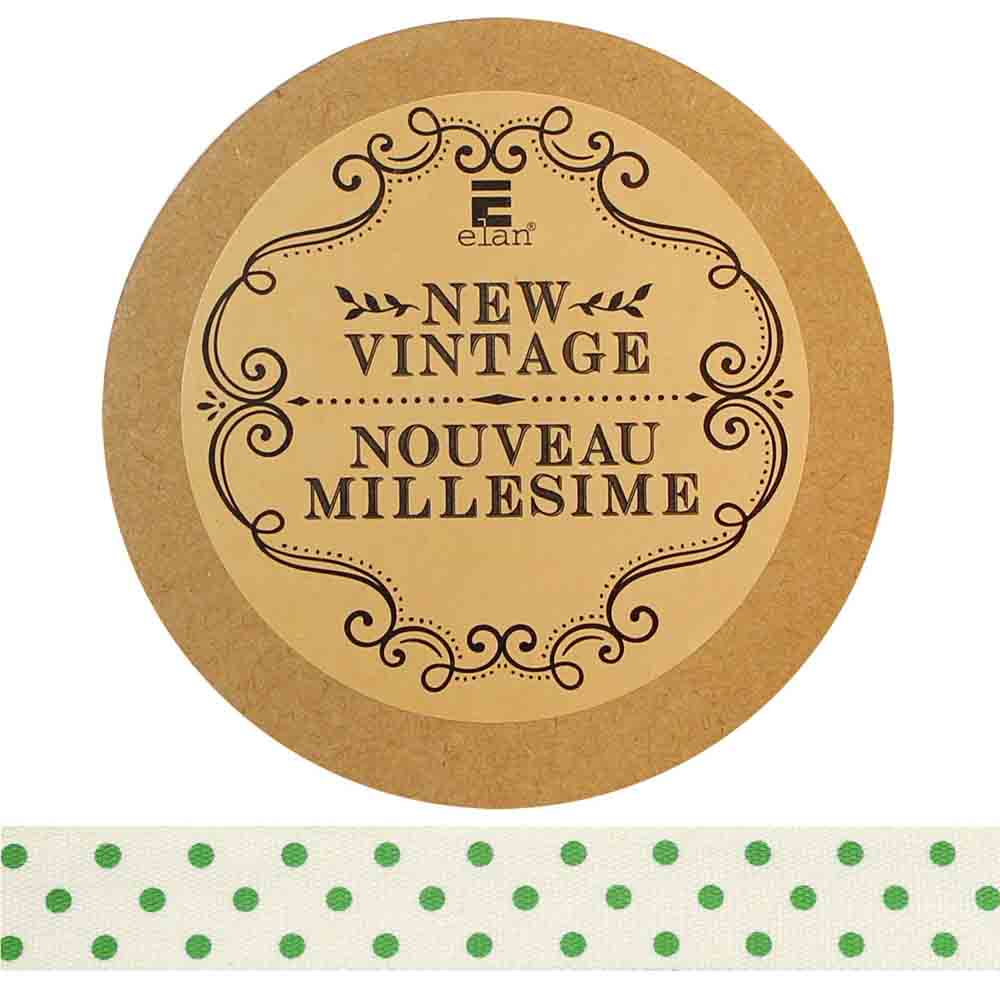 ELAN Cotton Ribbon - Dots - 15mm x 5m - Green