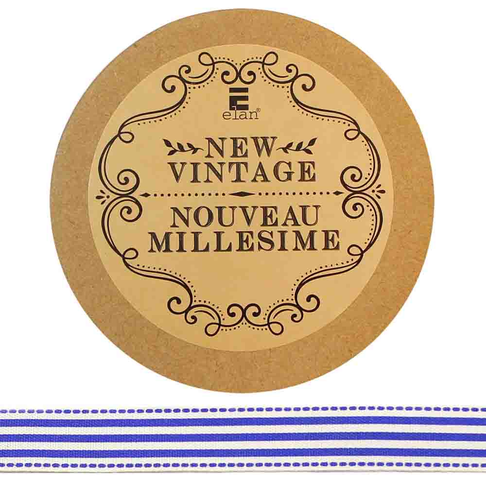 ELAN Cotton Ribbon - Stripes - 15mm x 5m - Marine Blue