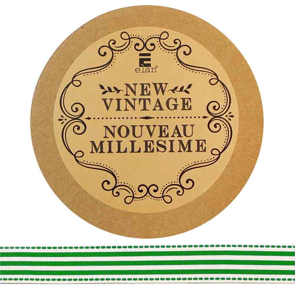 ELAN Cotton Ribbon - Stripes - 15mm x 5m - Green