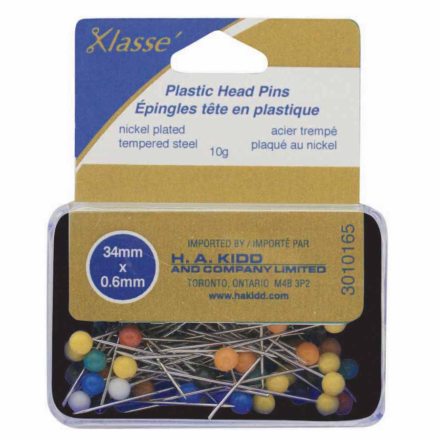 KLASSE Plastic Head Pins Assorted Colours 34 mm 90 Pack