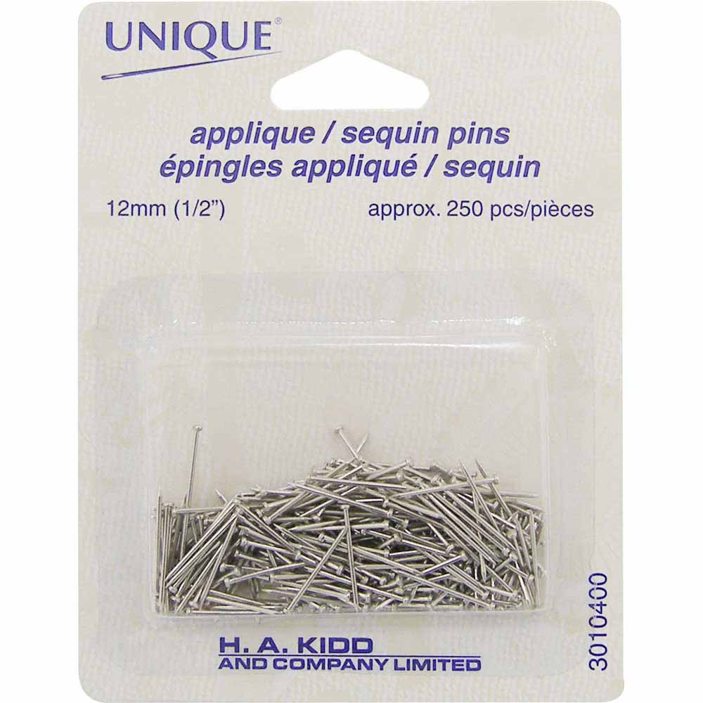 UNIQUE Sequin Pins – 12 mm (1/2 in) – Silver – 250 Pack