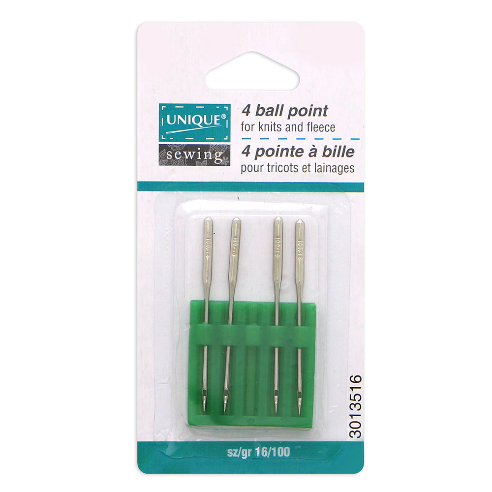 UNIQUE SEWING Ball Point Sewing Machine Needles, Size 100/16 — 4 Pack