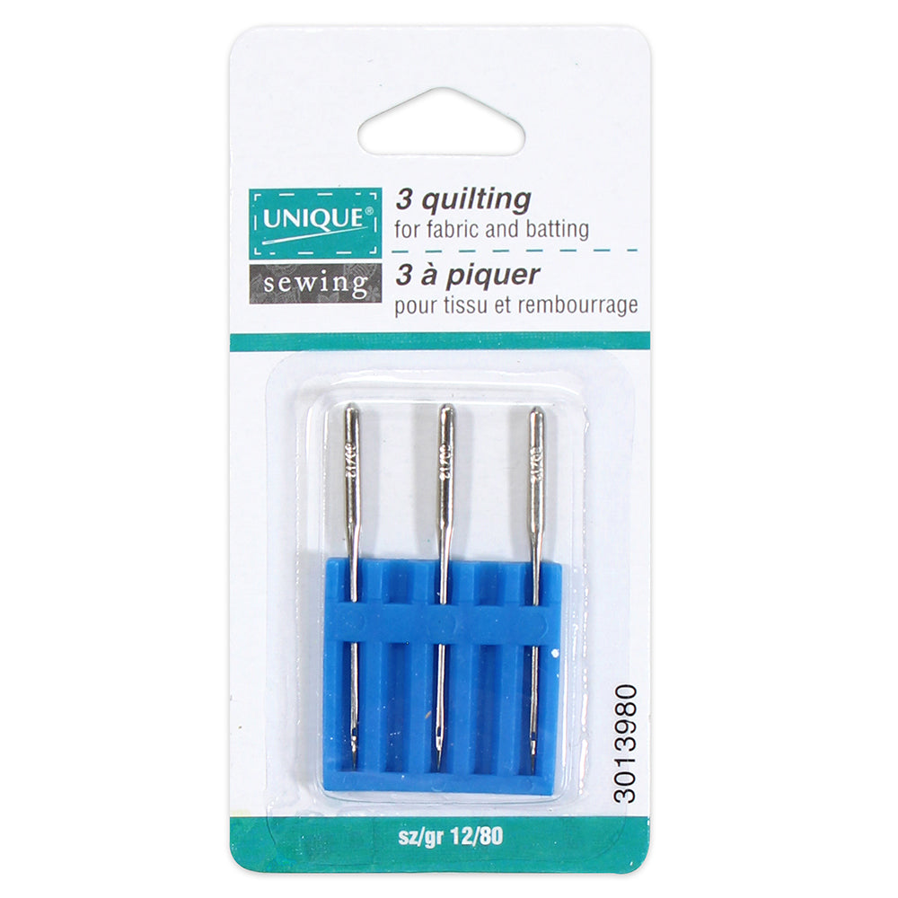 UNIQUE SEWING Quilting Machine Needles — Size 80/12 (3 pcs)