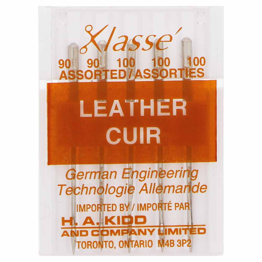 KLASSE Leather Sewing Machine Needles Assorted 2×90/14, 3×100/16 5-Pack