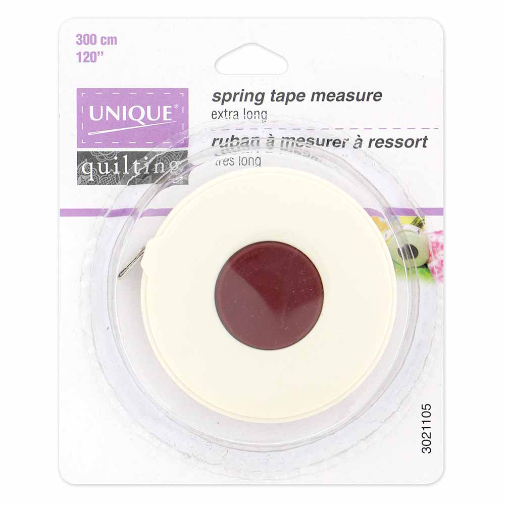 UNIQUE QUILTING Spring Retractable Tape Measure - Extra Long - 300 cm (120")