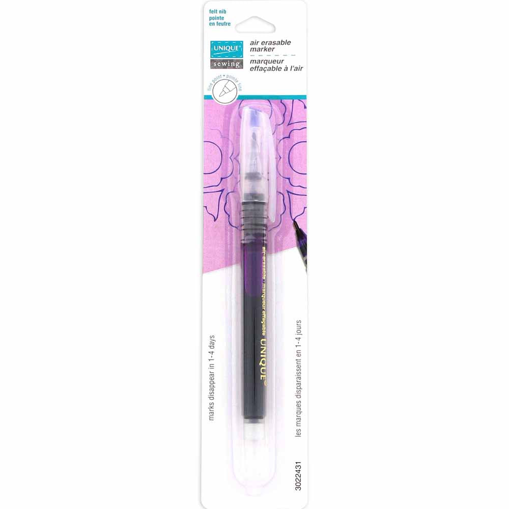 UNIQUE SEWING Air‑Erasable Fabric Marker — Fine, Purple