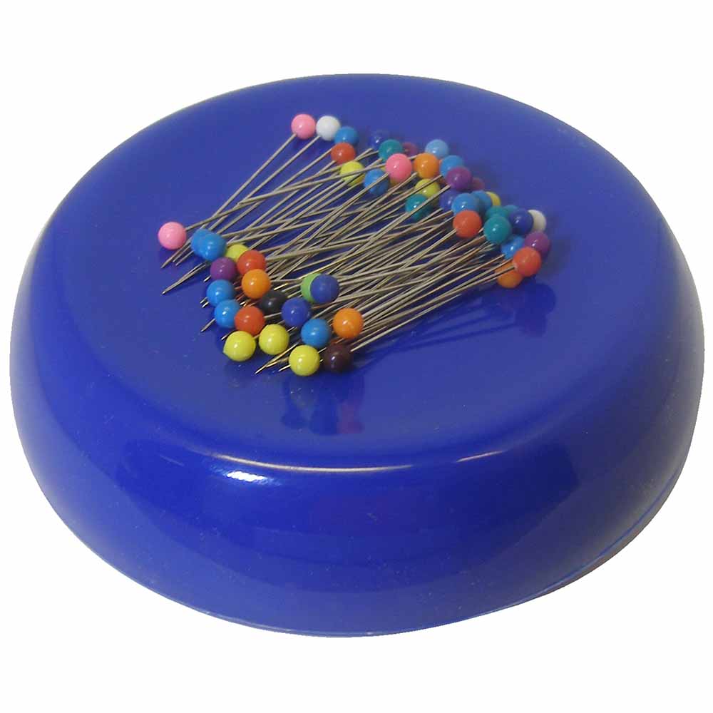 GRABBIT Magnetic Pincushion With 50 Pins 4In Blue