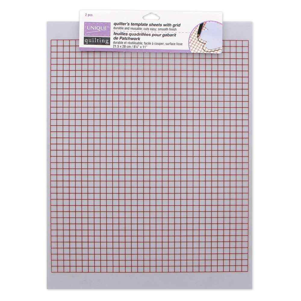 UNIQUE QUILTING Quilt Template with Grid - 21 x 28.5 cm (8 1/4" x 11 1/4") - 2 pcs