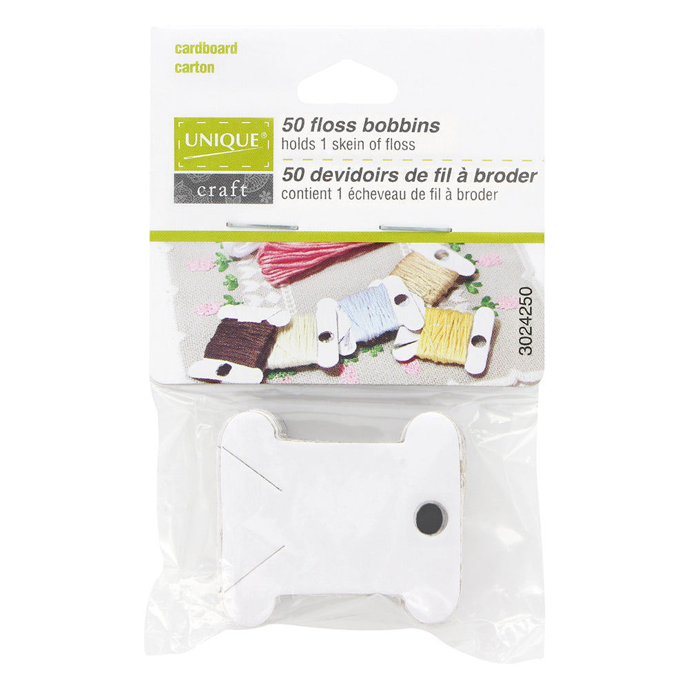 UNIQUE CRAFT Floss Bobbins – Carded, 50 Pack