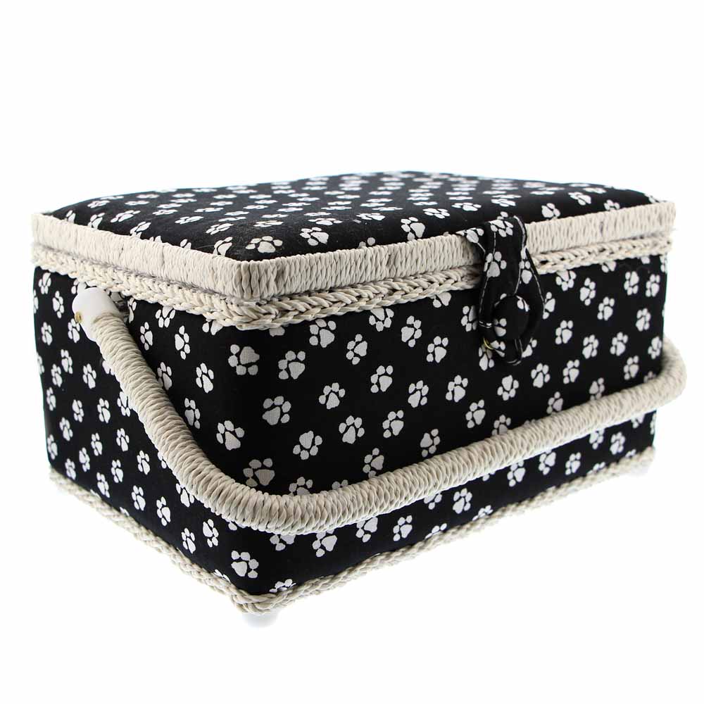 VIVACE Medium Sewing Basket, White Paw, 25 x 19 x 15cm