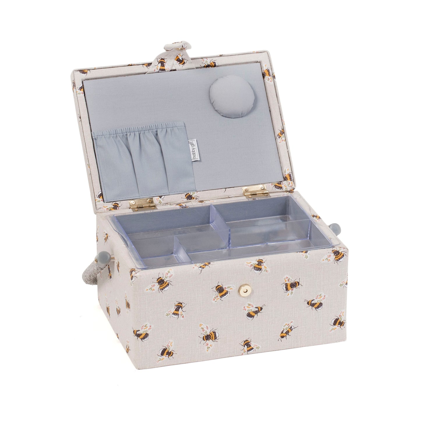 HOBBY GIFT Medium Sewing Basket, Bee, Approx. 25.5 × 18.5 × 14.5 cm