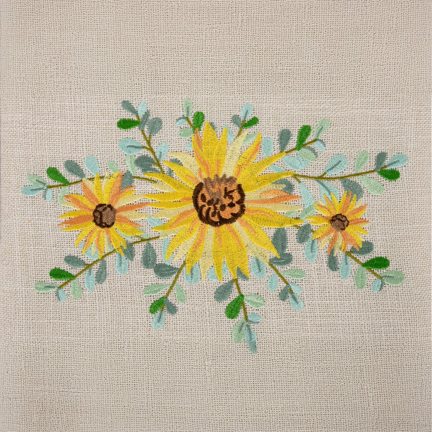 HOBBY GIFT Medium Sewing Basket, Embroidered Eucalyptus, Approx. 25.5 × 18.5 × 14.5 cm