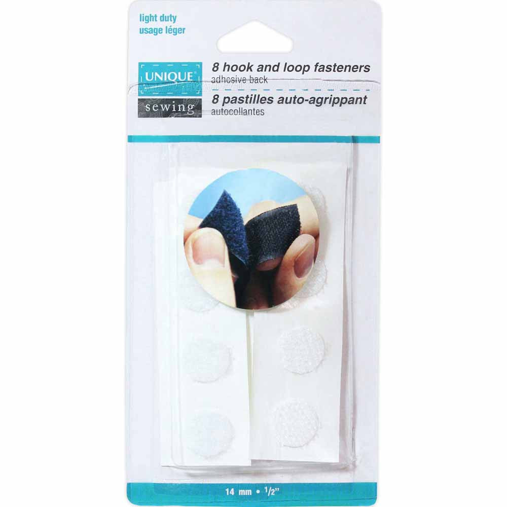 UNIQUE SEWING Self‑Gripping Fastener Dots — Small 14 mm (½″), White, 8 Sets