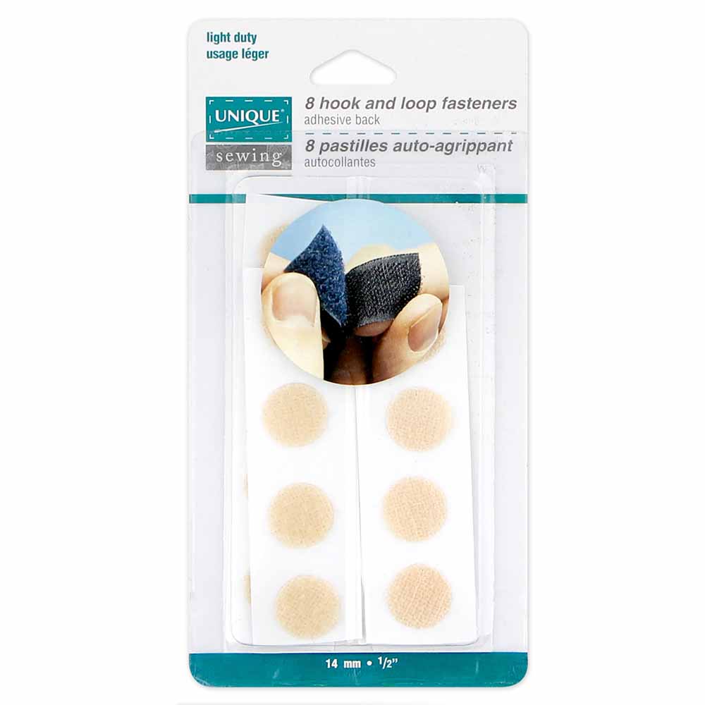 UNIQUE SEWING Light Self‑Gripping Fasteners – Dots 14 mm (1/2") – Beige – 8 sets
