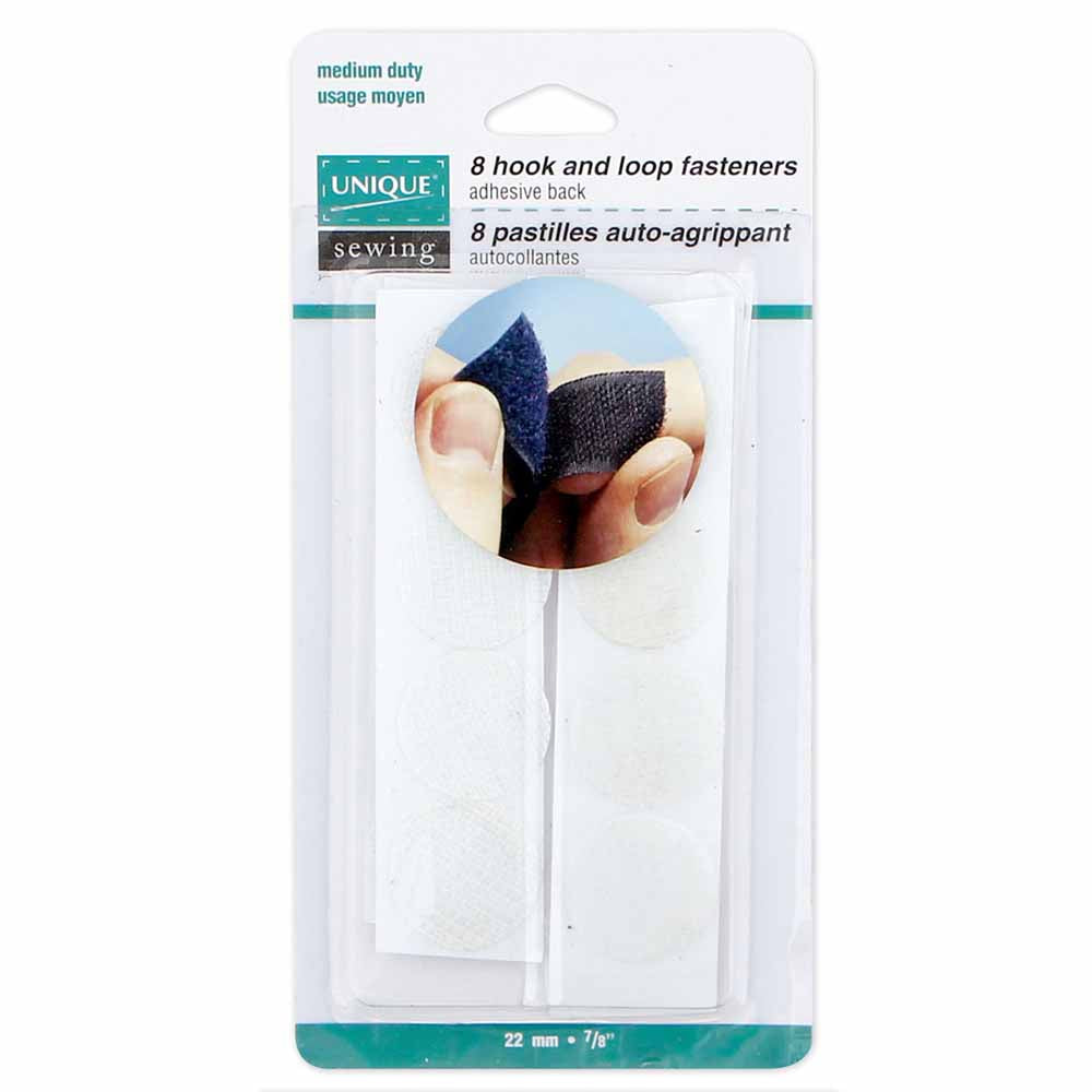 UNIQUE SEWING Self‑Gripping Fastener Dots — 22 mm (⅞"), White, 8 Sets