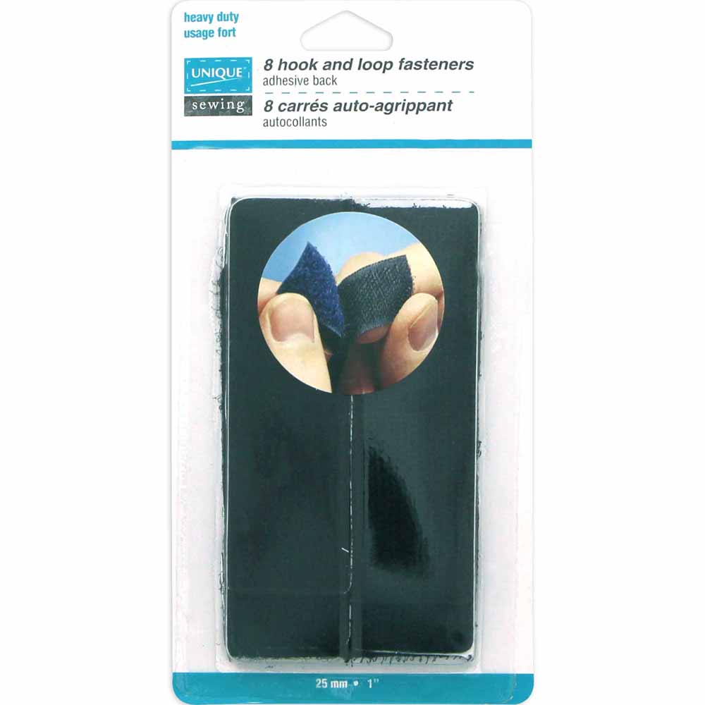 UNIQUE SEWING Heavy Self‑Gripping Fasteners – Squares 25 mm (1") – Black
