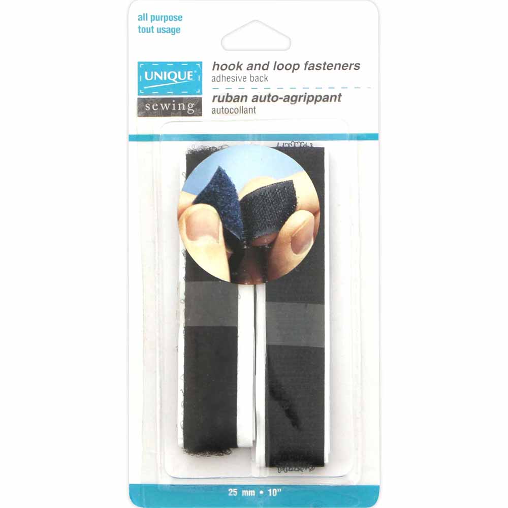 UNIQUE SEWING Self‑Gripping Fastener Strip — 25 cm (10″), Black